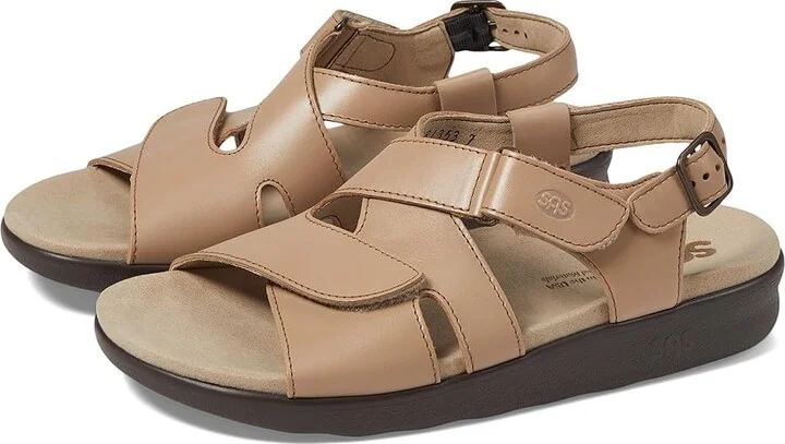 SAS Huggy Adjustable Comfort Sandal Women's Shoes Truffle : 7 N - Narrow (AA), Leather
