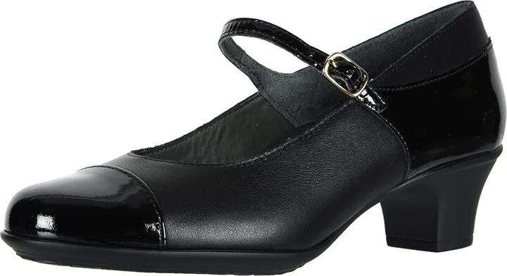 SAS Isabel Mary Jane Comfort Heel Women's Shoes Black/Black Patent : 6 S - Slim (AAA), Suede - Image 2