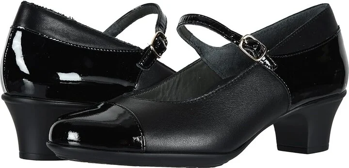 SAS Isabel Mary Jane Comfort Heel Women's Shoes Black/Black Patent : 6 S - Slim (AAA), Suede