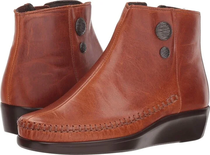 SAS Jade Side Zip Comfort Ankle Boot Women's Slip on Shoes Chestnut : 7.5 S - Slim (AAA), Leather