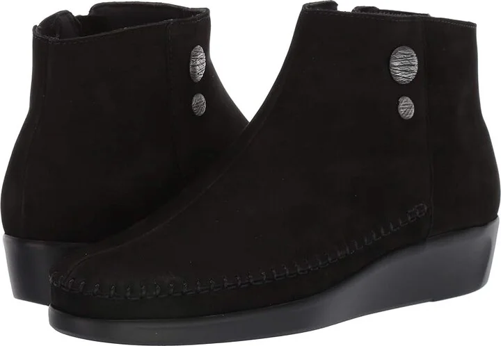 SAS Jade Side Zip Comfort Ankle Boot Women's Slip on Shoes Onyx : 7 N - Narrow (AA), Leather