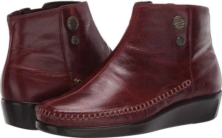 SAS Jade Side Zip Comfort Ankle Boot Women's Slip on Shoes Walnut : 7 S - Slim (AAA), Leather