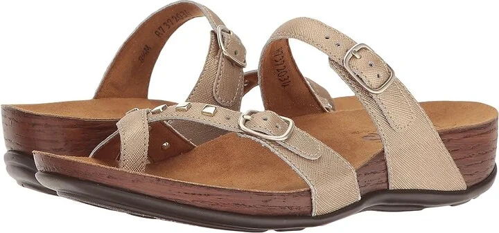 SAS Jett Adjustable Toe Loop Slide Sandal Women's Shoes Metallic Gold : 12 M - Medium (B), Leather