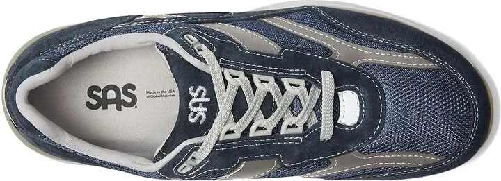 SAS Journey Mesh Comfort Walking Sneaker Men's Shoes Blue : 7 N - Narrow (C), Textile/Suede - Image 3
