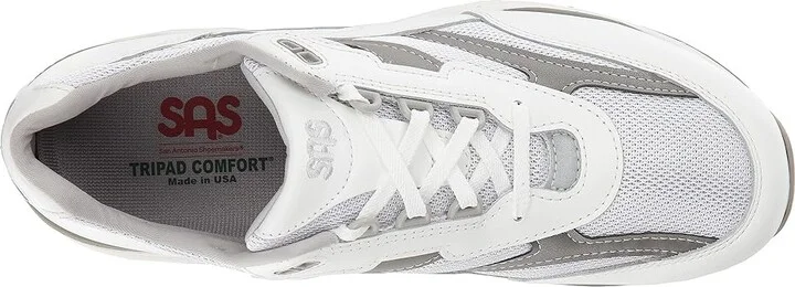 SAS Journey Mesh Comfort Walking Sneaker Men's Shoes White/Grey : 8 S - Slim (B), Textile/Suede - Image 3