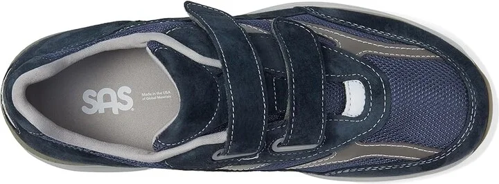 SAS JV Mesh Adjustable Comfort Walking Sneaker Men's Shoes Blue : 8.5 S - Slim (B), Suede - Image 3
