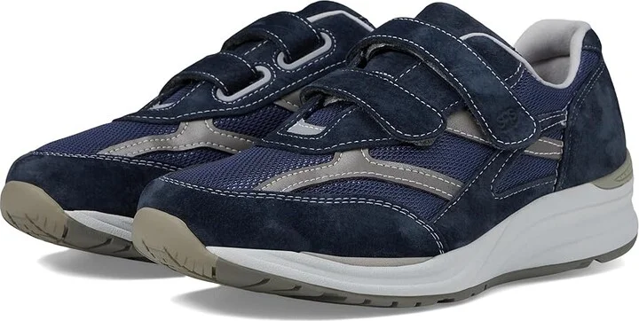 SAS JV Mesh Adjustable Comfort Walking Sneaker Men's Shoes Blue : 8.5 S - Slim (B), Suede