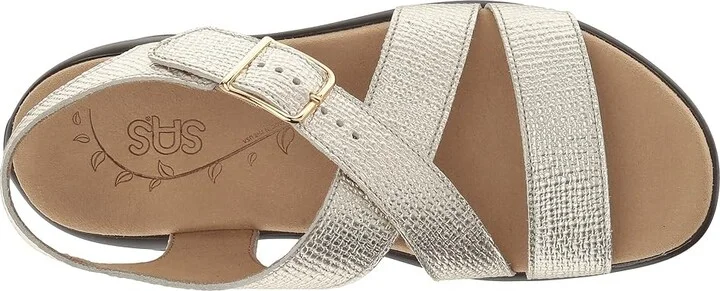 SAS Laguna Women's Sandals Gold Linen : 6 S - Slim (AAA), Leather - Image 3