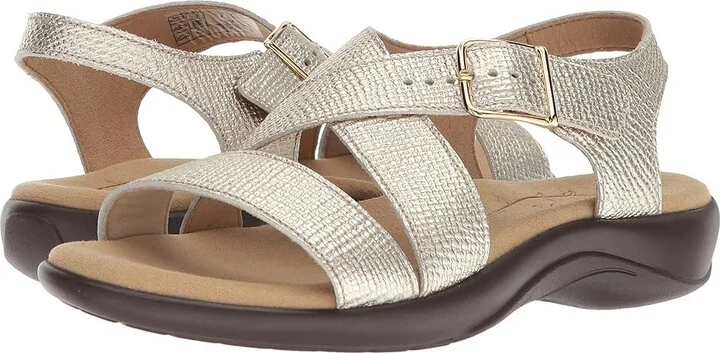 SAS Laguna Women's Sandals Gold Linen : 6 S - Slim (AAA), Leather