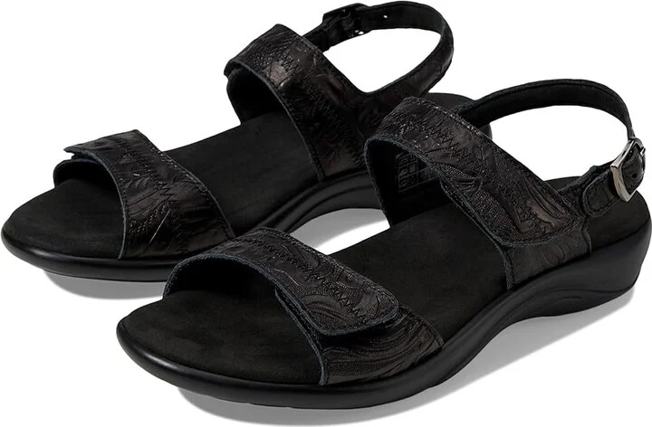 SAS Nudu Adjustable Comfort Sandal Women's Shoes Black Larse : 8.5 W - Wide (C), Leather