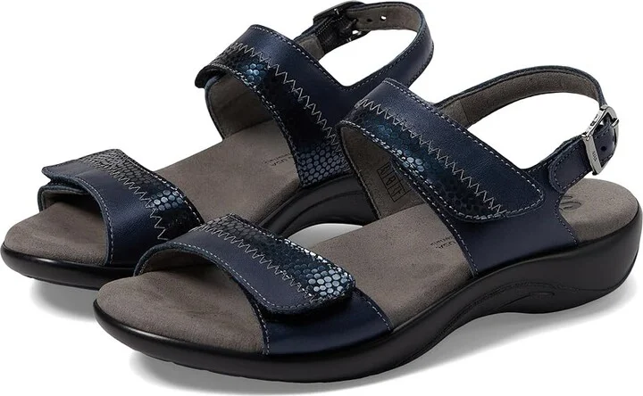 SAS Nudu Adjustable Comfort Sandal Women's Shoes Navy : 7 N - Narrow (AA), Leather