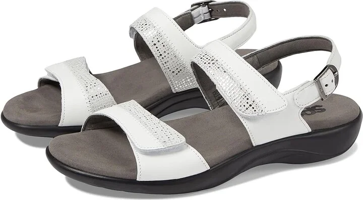 SAS Nudu Adjustable Comfort Sandal Women's Shoes White : 7 N - Narrow (AA), Leather