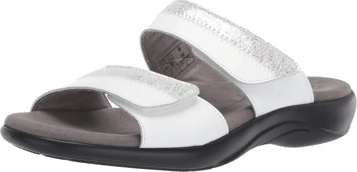 SAS Nudu Adjustable Slide Women's Slide Shoes White/Silver : 11.5 (S) Slim, Leather - Image 2