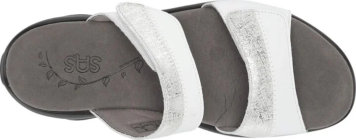 SAS Nudu Adjustable Slide Women's Slide Shoes White/Silver : 11.5 (S) Slim, Leather - Image 3