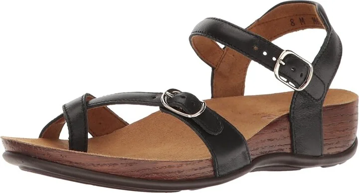 SAS Pampa Comfort Toe Loop Sandal Women's Shoes Black : 5.5 M - Medium (B), Leather - Image 2