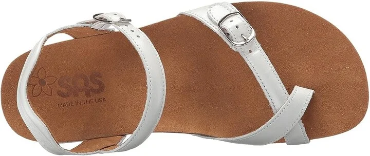 SAS Pampa Comfort Toe Loop Sandal Women's Shoes Pearl White : 5 M - Medium (B), Leather - Image 3