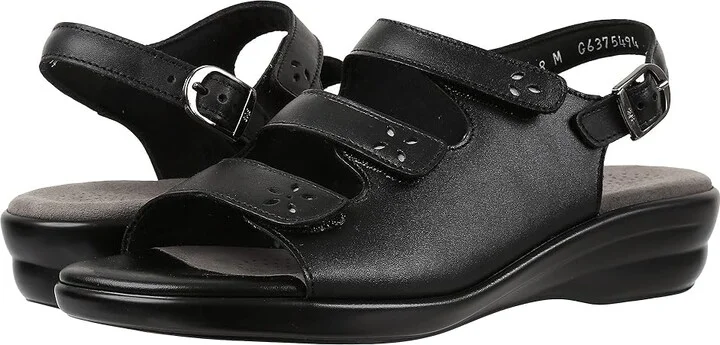 SAS Quatro Adjustable Comfort Sandal Women's Shoes Black : 6 WW - Double Wide (D), Leather