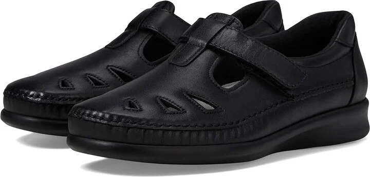 SAS Roamer T-Strap Comfort Loafer Women's Shoes Black : 7 S - Slim (AAA), Leather