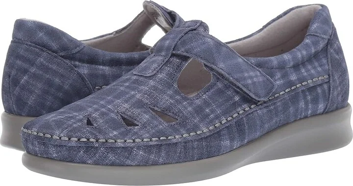 SAS Roamer T-Strap Comfort Loafer Women's Shoes Blue Jay : 7 N - Narrow (AA), Leather