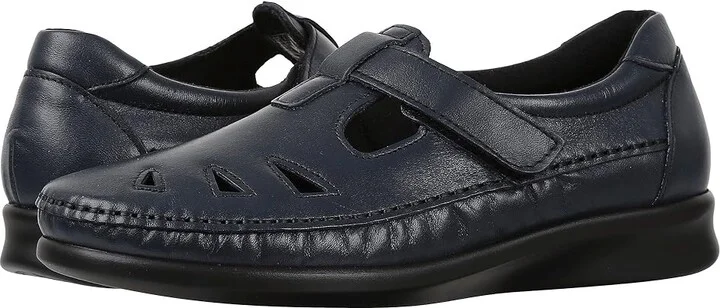 SAS Roamer T-Strap Comfort Loafer Women's Shoes Navy : 7.5 N - Narrow (AA), Leather