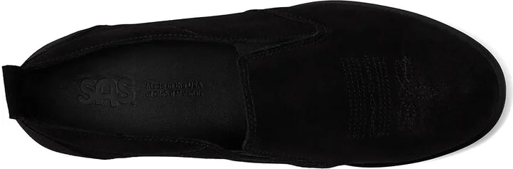 SAS Saddle Slip On Loafer Women's Flat Shoes Black Suede : 7 M - Medium (B), Leather - Image 2