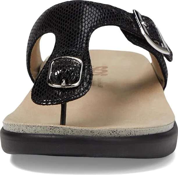 SAS Sanibel Comfort Thong Sandal Women's Shoes Black Snake : 10.5 W - Wide (C), Leather - Image 3
