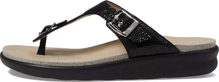 SAS Sanibel Comfort Thong Sandal Women's Shoes Black Snake : 10.5 W - Wide (C), Leather - Image 7