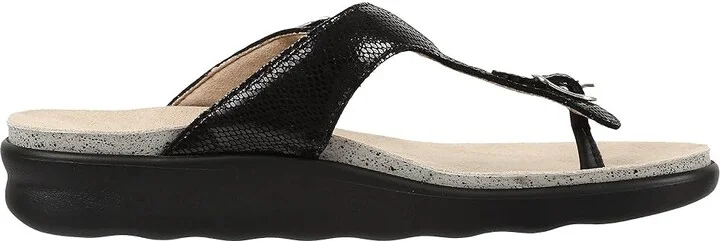 SAS Sanibel Comfort Thong Sandal Women's Shoes Black Snake : 10.5 W - Wide (C), Leather - Image 8