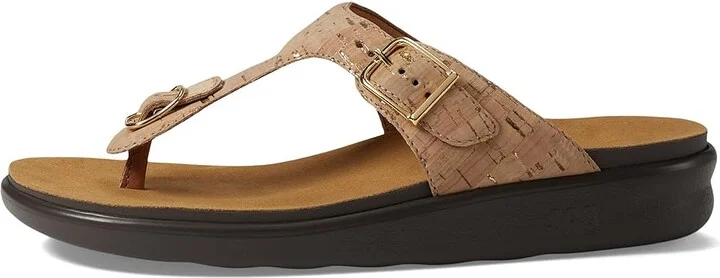 SAS Sanibel Comfort Thong Sandal Women's Shoes Golden Cork : 8 W - Wide (C), Leather - Image 6