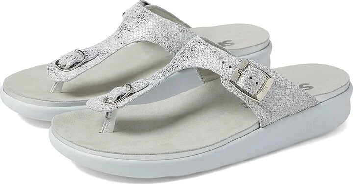 SAS Sanibel Comfort Thong Sandal Women's Shoes Plata : 5.5 M - Medium (B), Leather