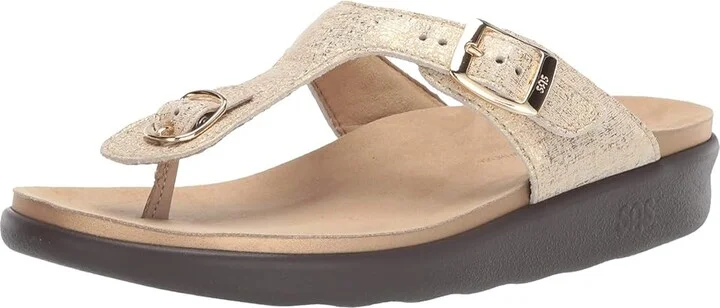 SAS Sanibel Comfort Thong Sandal Women's Shoes Shiny Gold : 7 M - Medium (B), Leather - Image 2