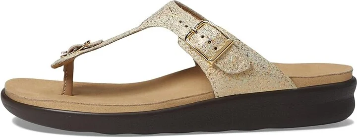 SAS Sanibel Comfort Thong Sandal Women's Shoes Shiny Gold : 7 M - Medium (B), Leather - Image 7