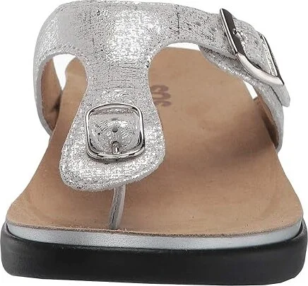 SAS Sanibel Comfort Thong Sandal Women's Shoes Shiny Silver : 7 M - Medium (B), Leather - Image 6