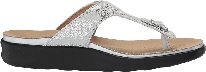 SAS Sanibel Comfort Thong Sandal Women's Shoes Shiny Silver : 7 M - Medium (B), Leather - Image 8