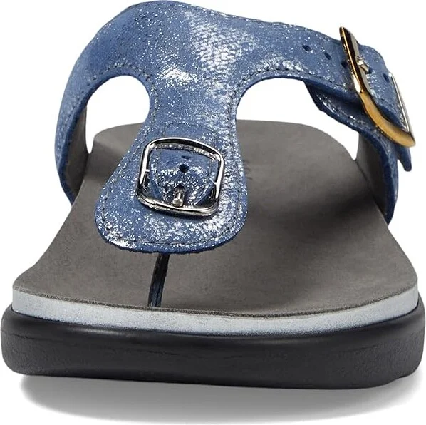 SAS Sanibel Comfort Thong Sandal Women's Shoes Silver/Blue : 7 M - Medium (B), Leather - Image 3