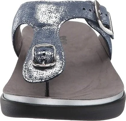 SAS Sanibel Comfort Thong Sandal Women's Shoes Silver/Blue : 7 M - Medium (B), Leather - Image 6