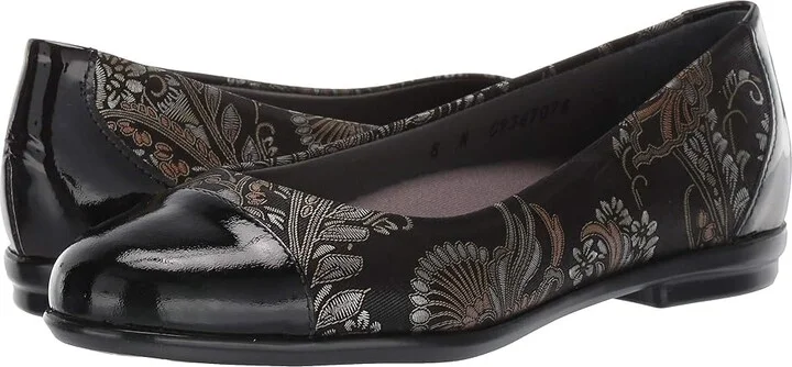 SAS Scenic Cap Toe Women's Shoes Brocade/Black Patent : 7 N - Narrow (AA), Leather