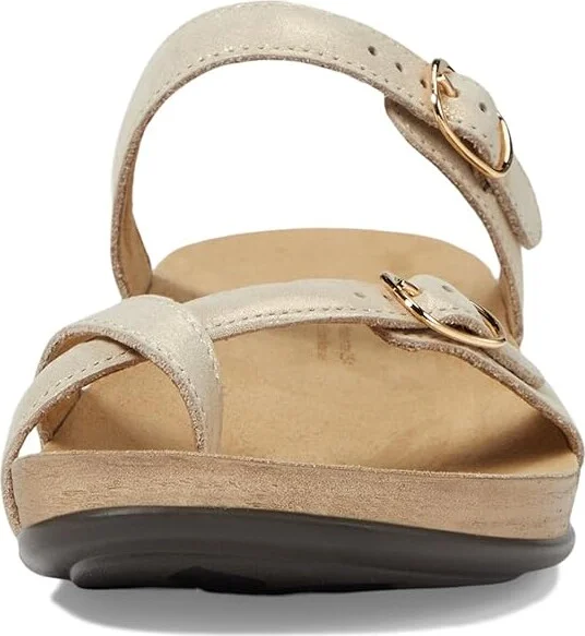 SAS Shelly Adjustable Toe Loop Slide Sandal Women's Shoes Soft Gold : 7.5 W - Wide (C), Leather - Image 2
