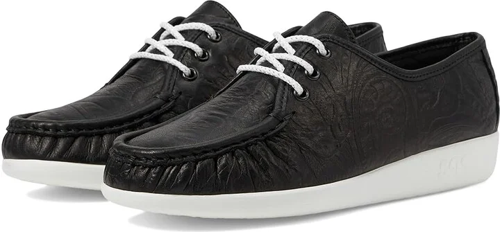 SAS Siesta Comfort Tie Women's Shoes Black Larse : 11 M - Medium (B), Leather