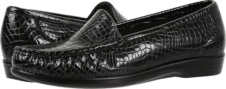 SAS Simplify Comfort Loafer Women's Shoes Black Croc : 6 S - Slim (AAA)