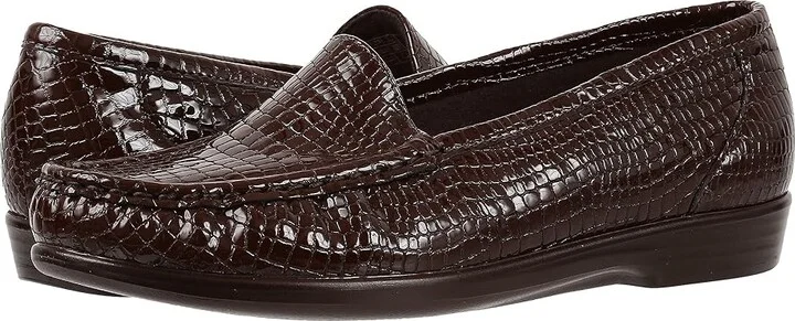 SAS Simplify Comfort Loafer Women's Shoes Brown Croc : 6 S - Slim (AAA)