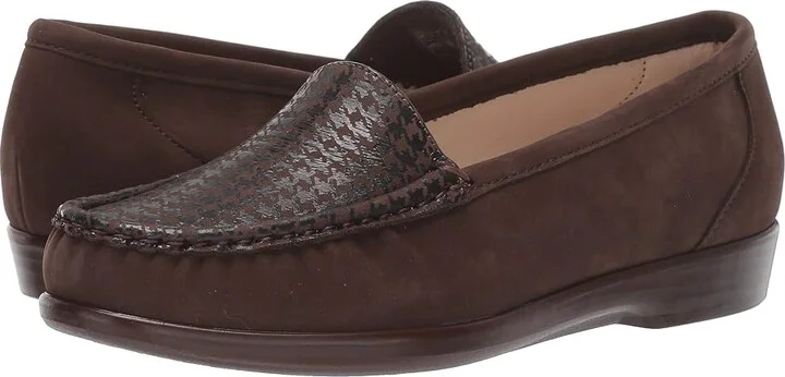 SAS Simplify Comfort Loafer Women's Shoes Brown Tetris : 9.5 N - Narrow (AA), Leather