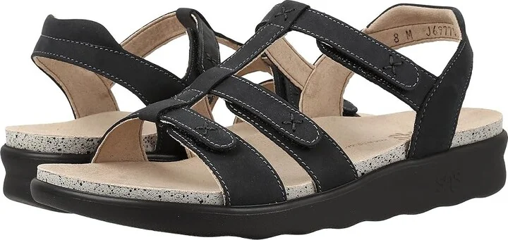 SAS Sorrento Adjustable Comfort Sandal Women's Shoes Nero : 5 M - Medium (B), Leather