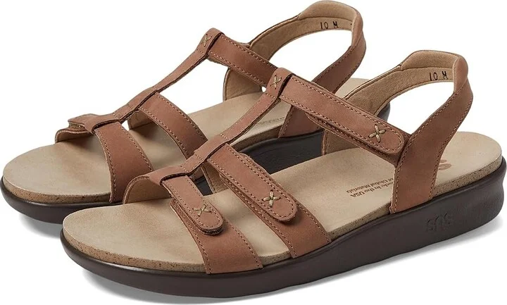 SAS Sorrento Adjustable Comfort Sandal Women's Shoes Praline : 5.5 M - Medium (B), Leather