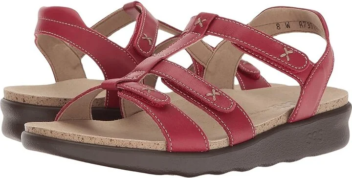 SAS Sorrento Adjustable Comfort Sandal Women's Shoes Red : 5 M - Medium (B), Leather
