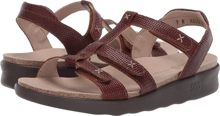 SAS Sorrento Adjustable Comfort Sandal Women's Shoes Woven Brandy : 7 N - Narrow (AA), Leather