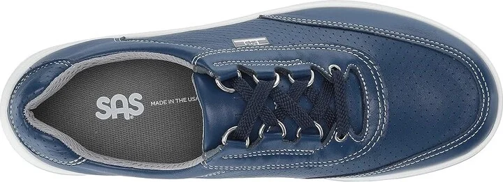 SAS Sporty Lux Lace Up Comfort Sneaker Women's Shoes Blue Perf : 6.5 S - Slim (AAA), Leather - Image 3