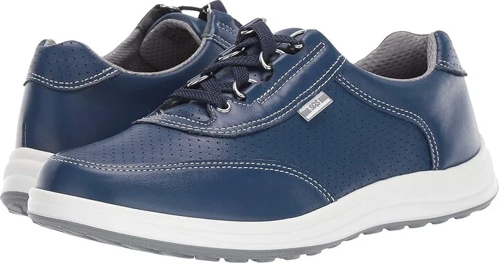 SAS Sporty Lux Lace Up Comfort Sneaker Women's Shoes Blue Perf : 6.5 S - Slim (AAA), Leather