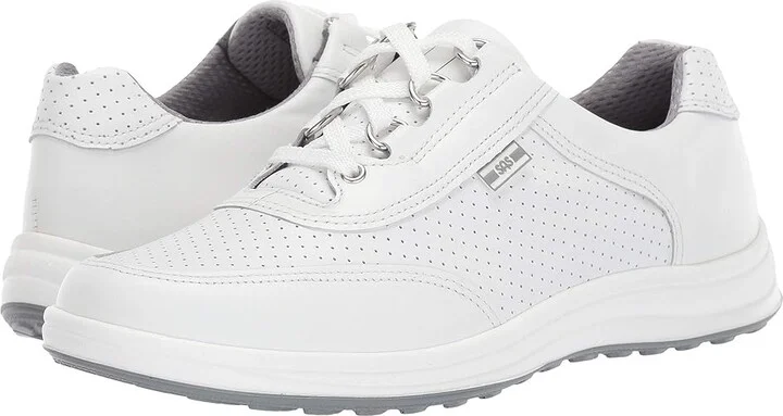 SAS Sporty Lux Lace Up Comfort Sneaker Women's Shoes White Perf : 7 S - Slim (AAA), Leather