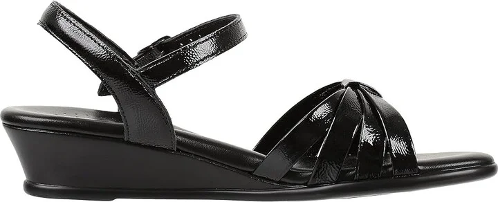 SAS Strippy Wedge Sandal Women's Shoes Black Patent : 7 N - Narrow (AA) - Image 8
